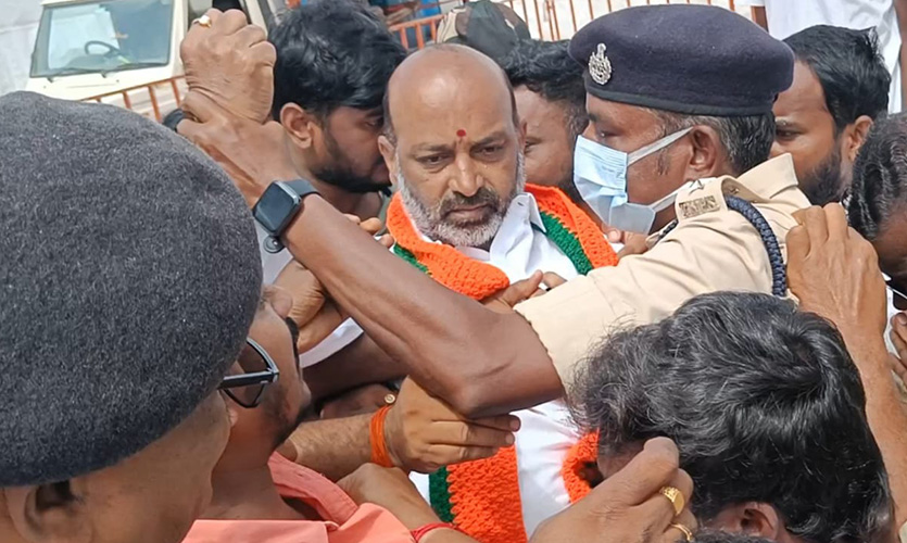 Telangana BJP Chief Detained While Protesting Against Arrest Of Party Members